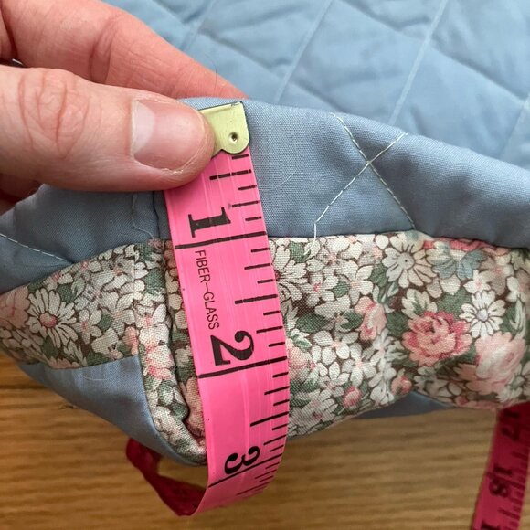 Vintage Handmade Quilted Floral Patchwork Shoulder Tote Bag - Picture 7 of 11